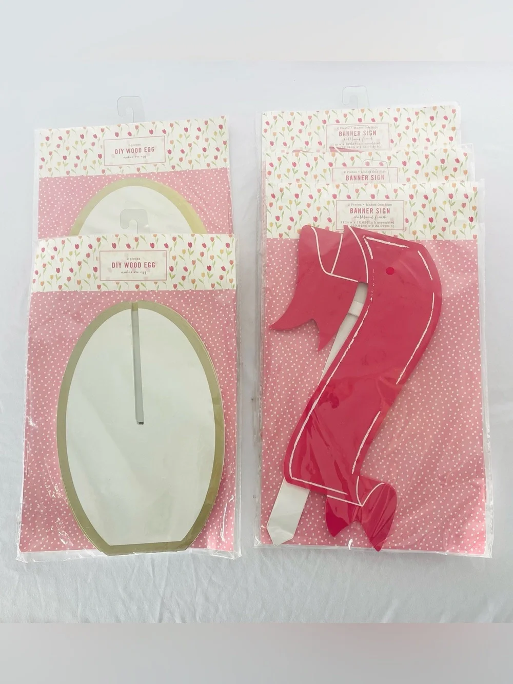 DIY Wood Egg & Banner Sign Set in Pink and Gold